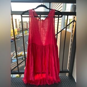 Pink Free People Linen Dress